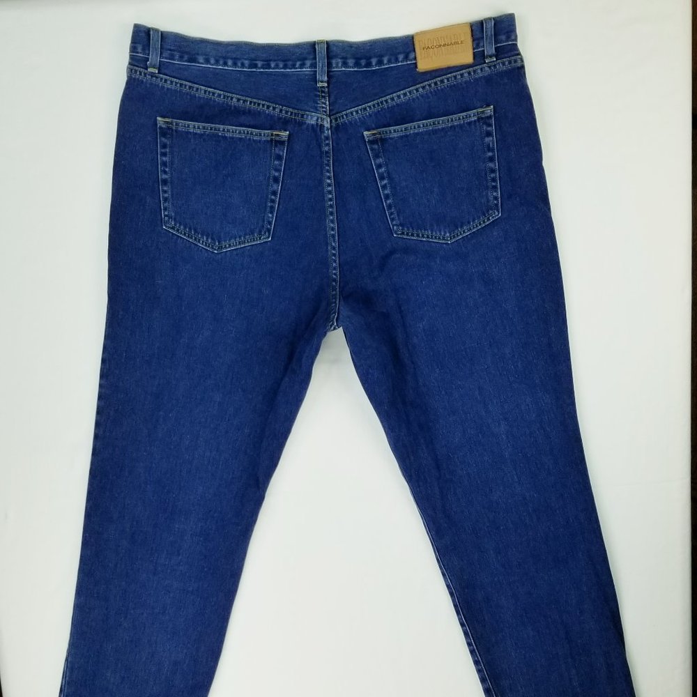 Faconnable 42R Men's Embroidered Pocket Logo Blue Denim Cotton Jeans Size 42X34
